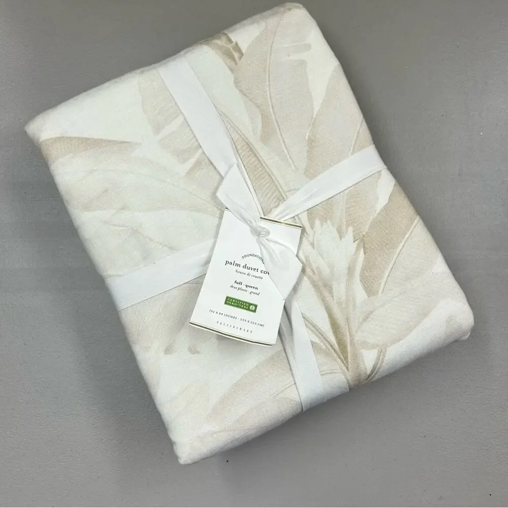Pottery Barn Palm Leaves Duvet Cover Bedding Full / Queen Tropical NWT